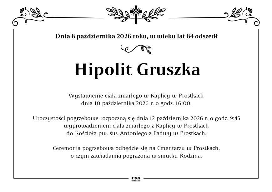 Hipolit Gruszka - nekrolog
